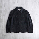 black botanical design jacquard velours tracker jacket