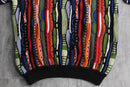 multi color stripe crew neck loose 3D knit
