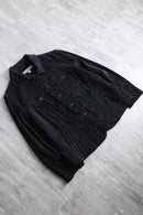 black botanical design jacquard velours tracker jacket