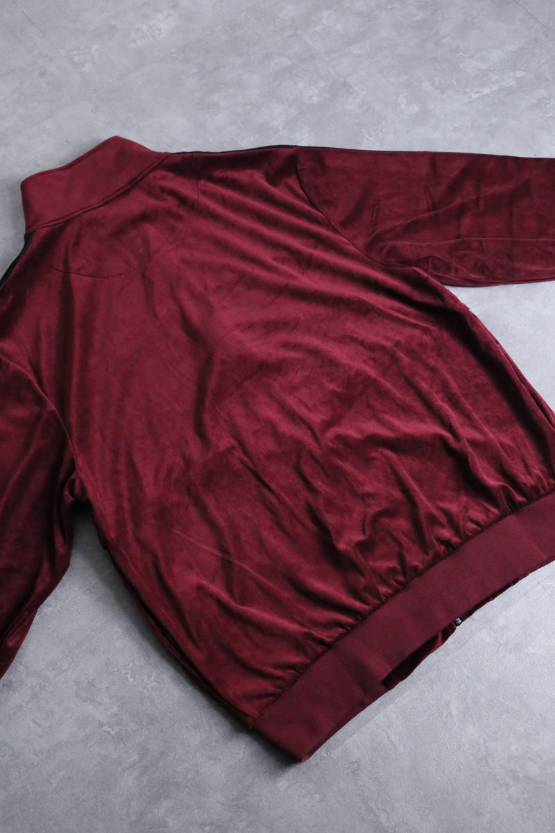 gloss bordeaux velour track jacket set up