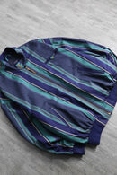 cool-toned stripe zip-up blouson