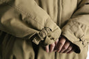 beige polyester chin strap drizzler jacket