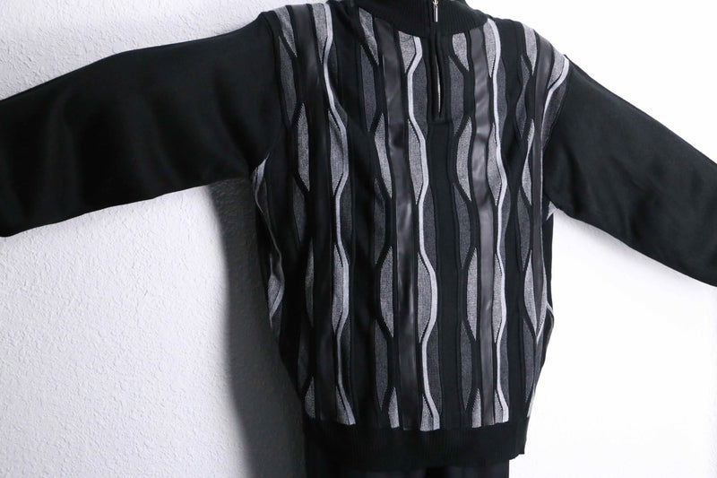 monochrome tones geometric stripes zip up