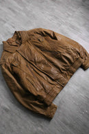 camel color layer design leather jacket