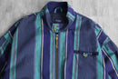 cool-toned stripe zip-up blouson