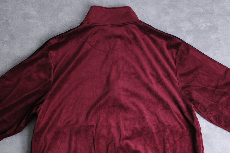 gloss bordeaux velour track jacket set up