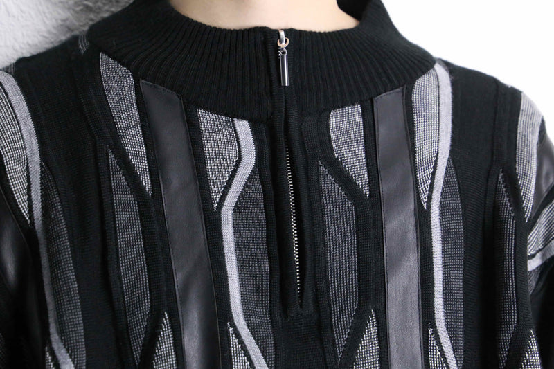 monochrome tones geometric stripes zip up