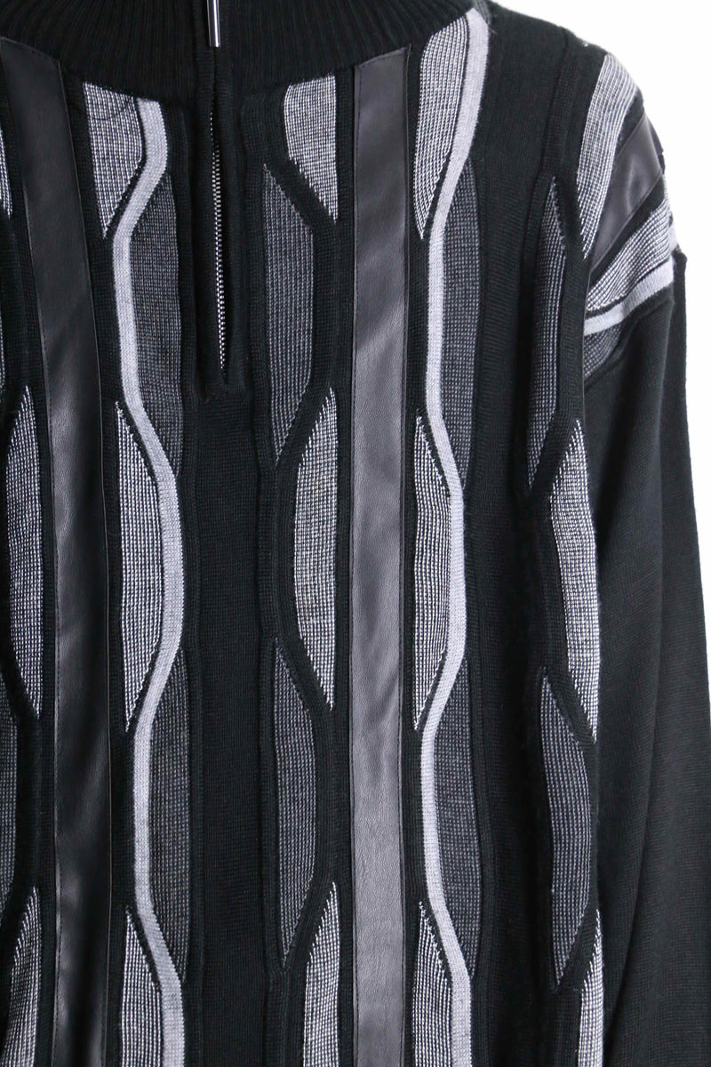 monochrome tones geometric stripes zip up