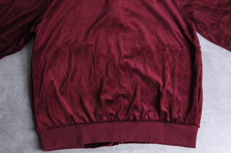 gloss bordeaux velour track jacket set up