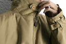 beige polyester chin strap drizzler jacket