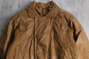 camel color layer design leather jacket