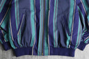 cool-toned stripe zip-up blouson