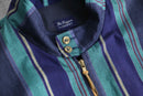 cool-toned stripe zip-up blouson
