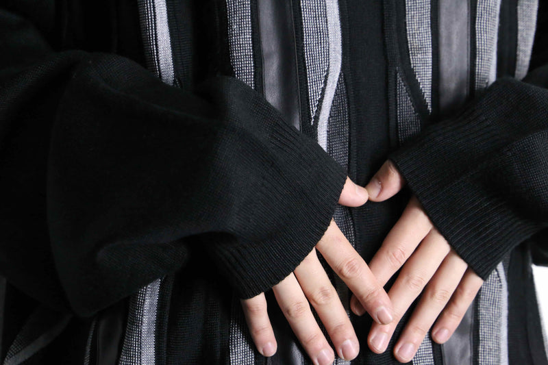 monochrome tones geometric stripes zip up
