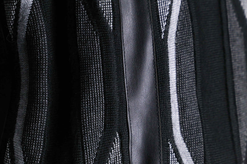 monochrome tones geometric stripes zip up