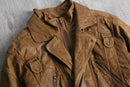 camel color layer design leather jacket