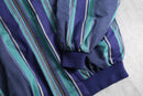 cool-toned stripe zip-up blouson