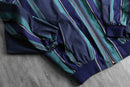 cool-toned stripe zip-up blouson