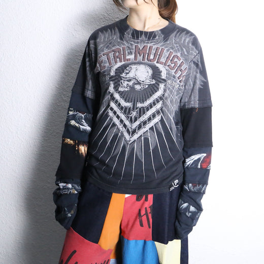 "Re:make" layered sleeve graphic tee