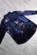 shiny blue total pattern velour shirt