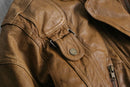 camel color layer design leather jacket
