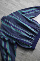 cool-toned stripe zip-up blouson