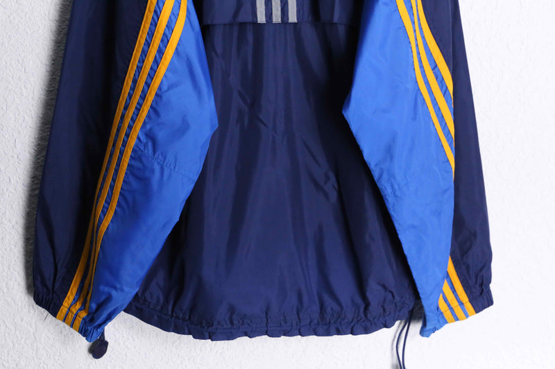 "90's adidas" yellow line wind breaker