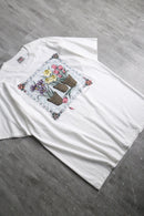 90's picture flame flower pattern Tee