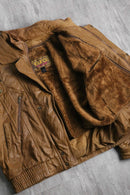 camel color layer design leather jacket