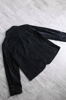 black botanical design jacquard velours tracker jacket