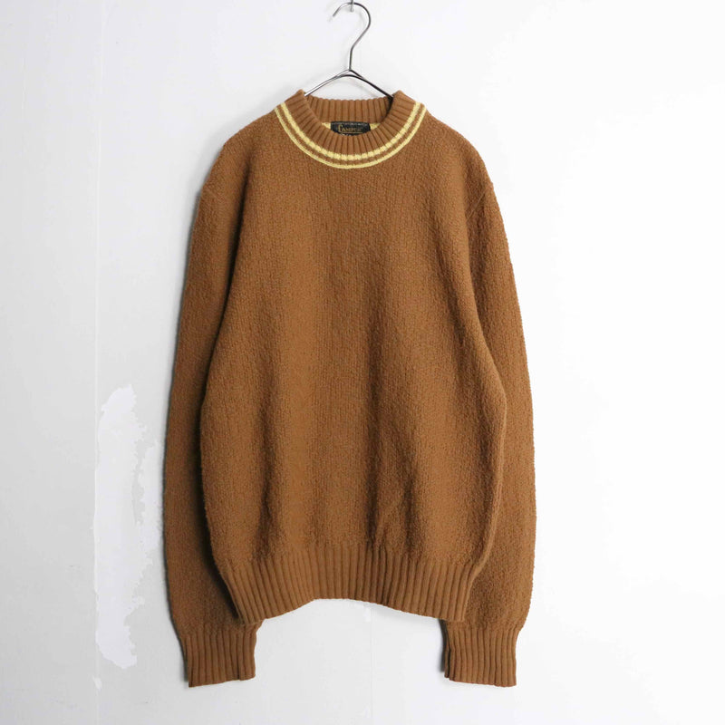 70’s “campus” brown line design mock neck knit