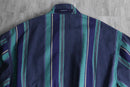 cool-toned stripe zip-up blouson