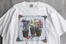 90's picture flame flower pattern Tee