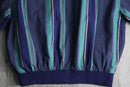 cool-toned stripe zip-up blouson