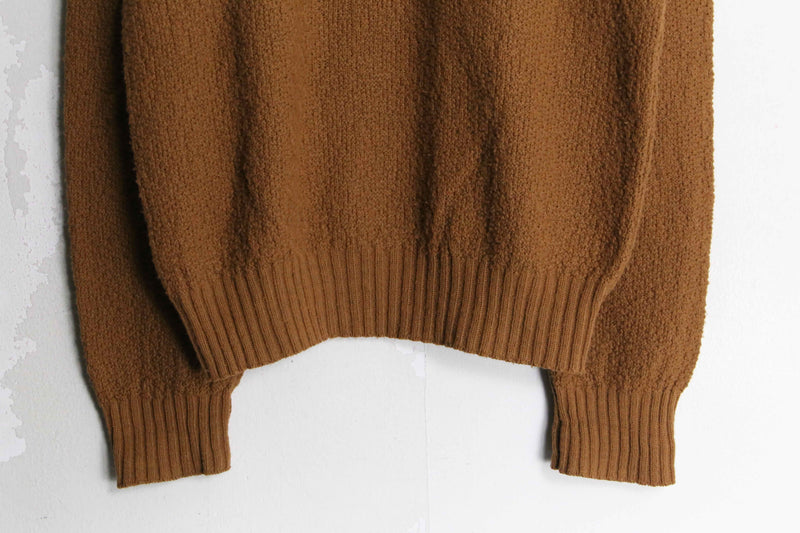 70’s “campus” brown line design mock neck knit