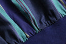 cool-toned stripe zip-up blouson