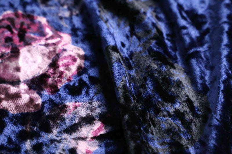 shiny blue total pattern velour shirt