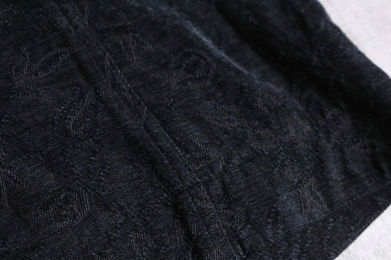 black botanical design jacquard velours tracker jacket