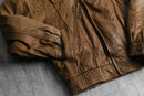 camel color layer design leather jacket