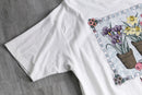 90's picture flame flower pattern Tee