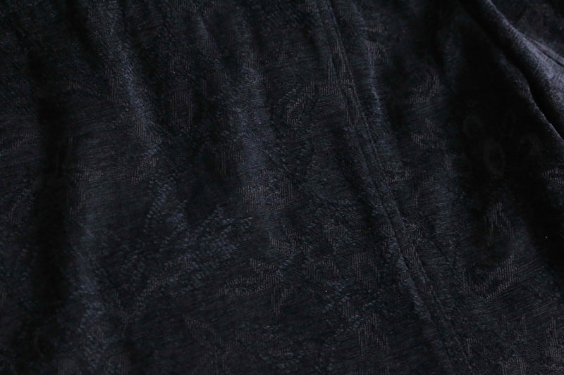 black botanical design jacquard velours tracker jacket