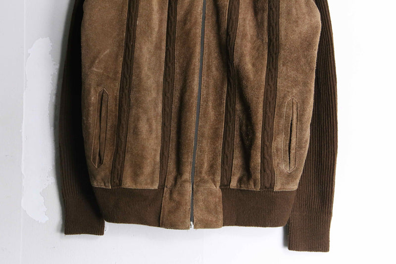 brown suede switch design jacket