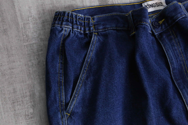 ”KING SIZE” orange stitch cargo denim short pants