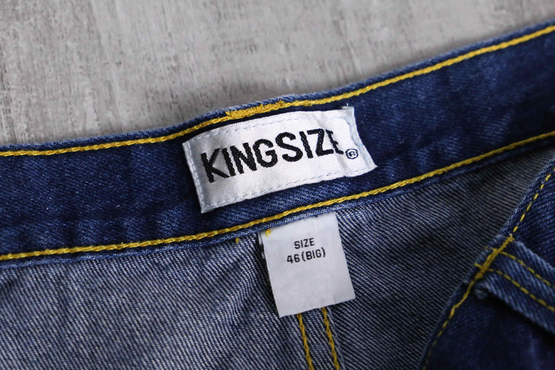 ”KING SIZE” orange stitch cargo denim short pants