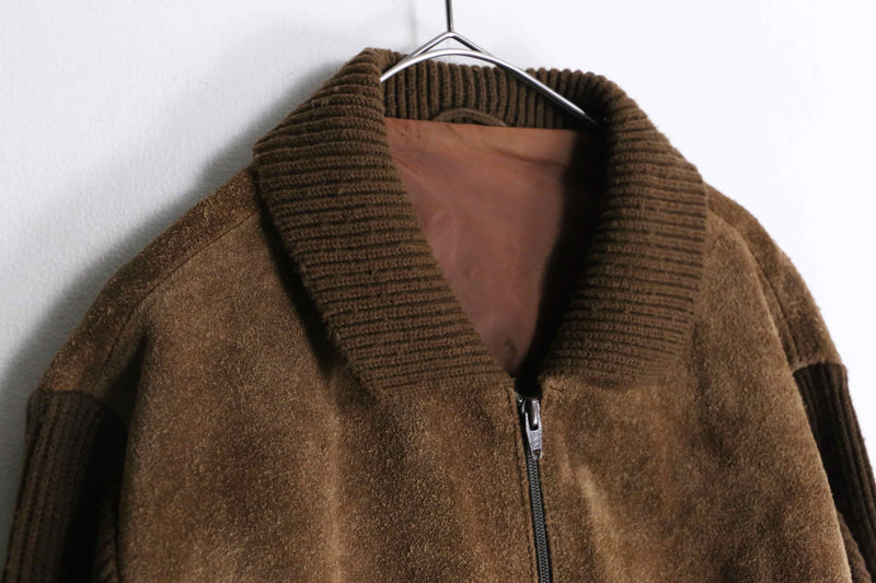 brown suede switch design jacket