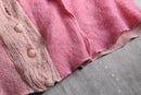 "Re:make" pink gradation patchwork mohair mix knit cardigan