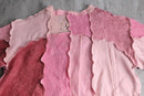 "Re:make" pink gradation patchwork mohair mix knit cardigan