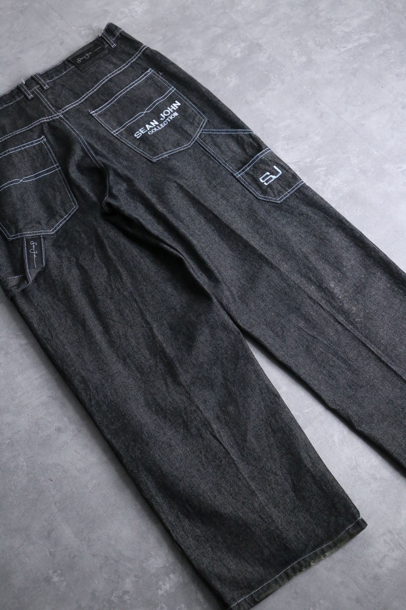 "SEAN JOHN" darkgray big size wide denim