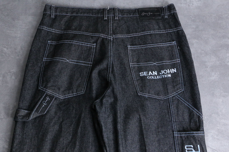 "SEAN JOHN" darkgray big size wide denim