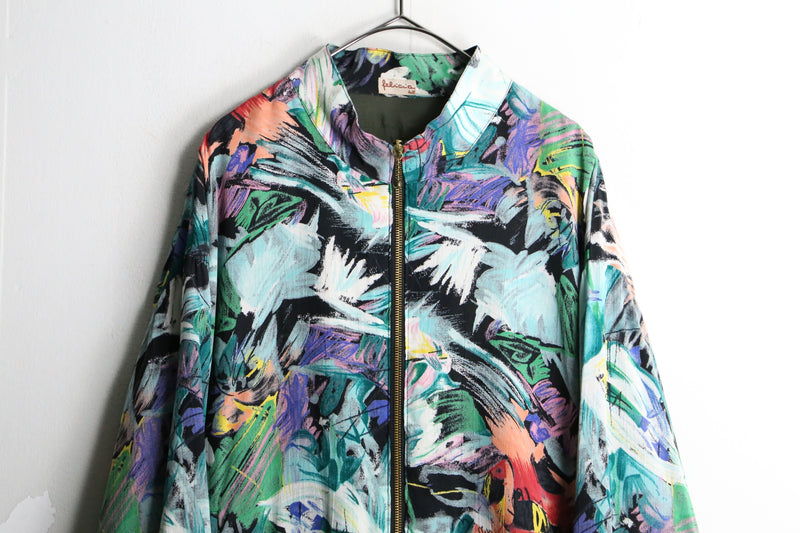 multicolored paint zip light jacket